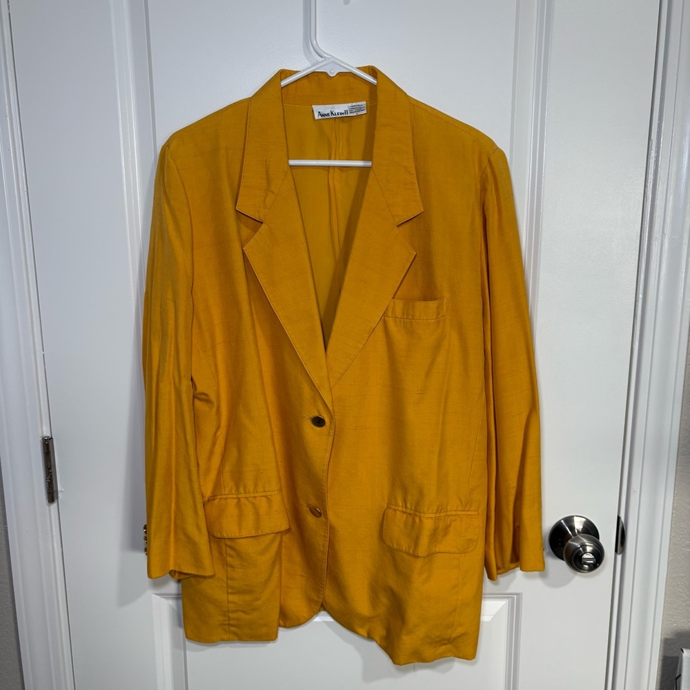 Anne Klein Yellow/Mustard Silk Blazer Jacket